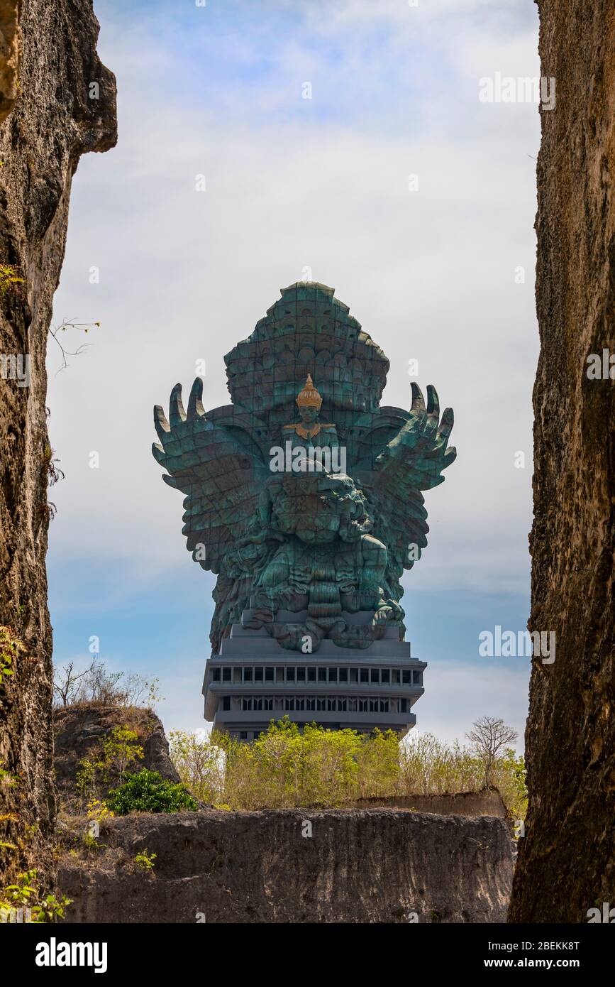 Vertical view of the GWK statue at Garuda Wisnu Kencana Cultural Park in Bali, Indonesia. Stock Photo