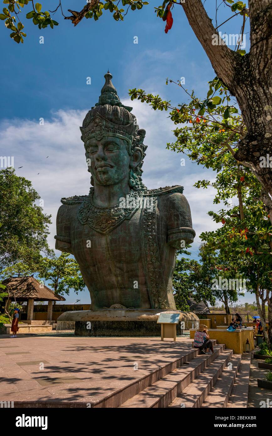 Vertical view of the huge Vishnu statue at Garuda Wisnu Kencana Cultural Park in Bali, Indonesia. Stock Photo