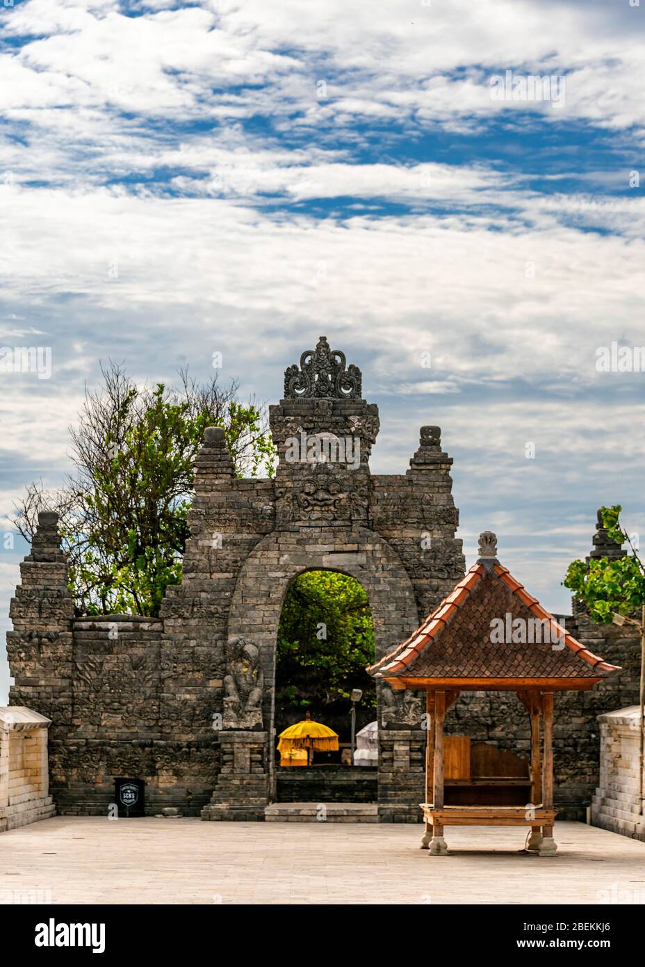 Vertical view of the entrance to Uluwatu temple in Bali, Indonesia. Stock Photo