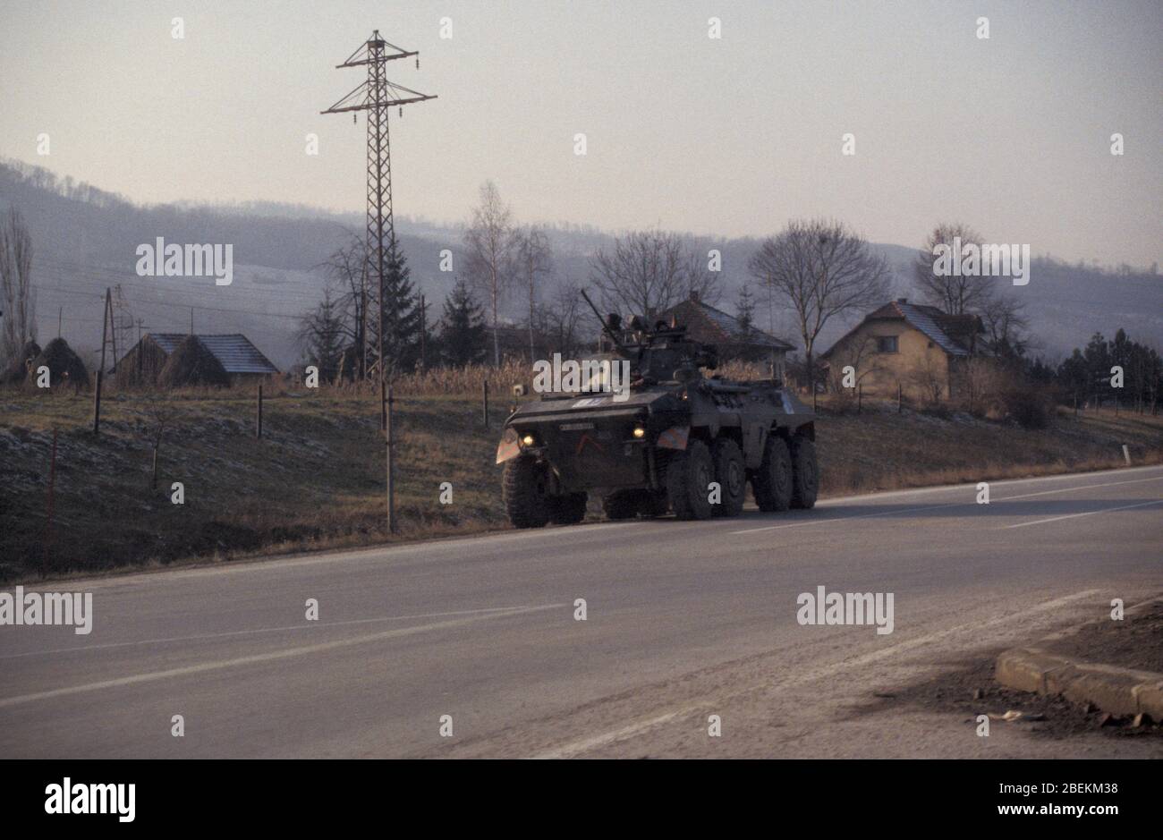 1995 Sarajevo - SFOR military vehicle patrolling the countryside near to Sarajevo Stock Photo