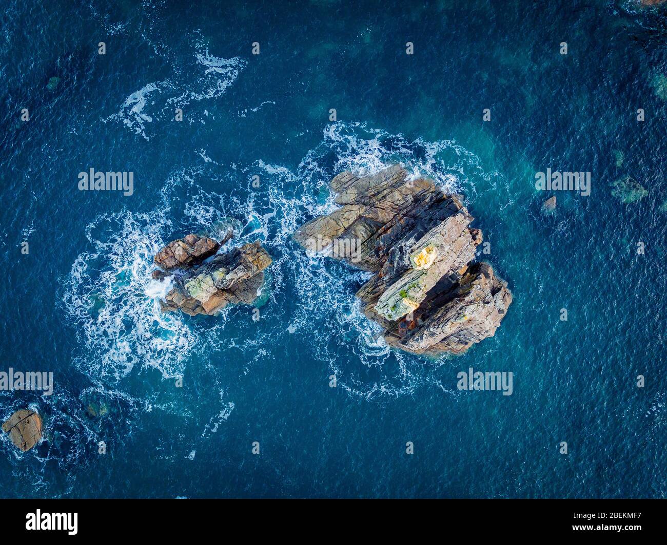 Dramatic aerial photographs of the sea stacks at Mangersta, Uig on the Isle of Lewis Stock Photo