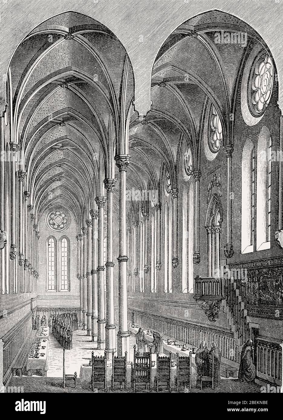 The refectory of the Priory of Saint-Martin-des-Champs, city of Paris, France Stock Photo