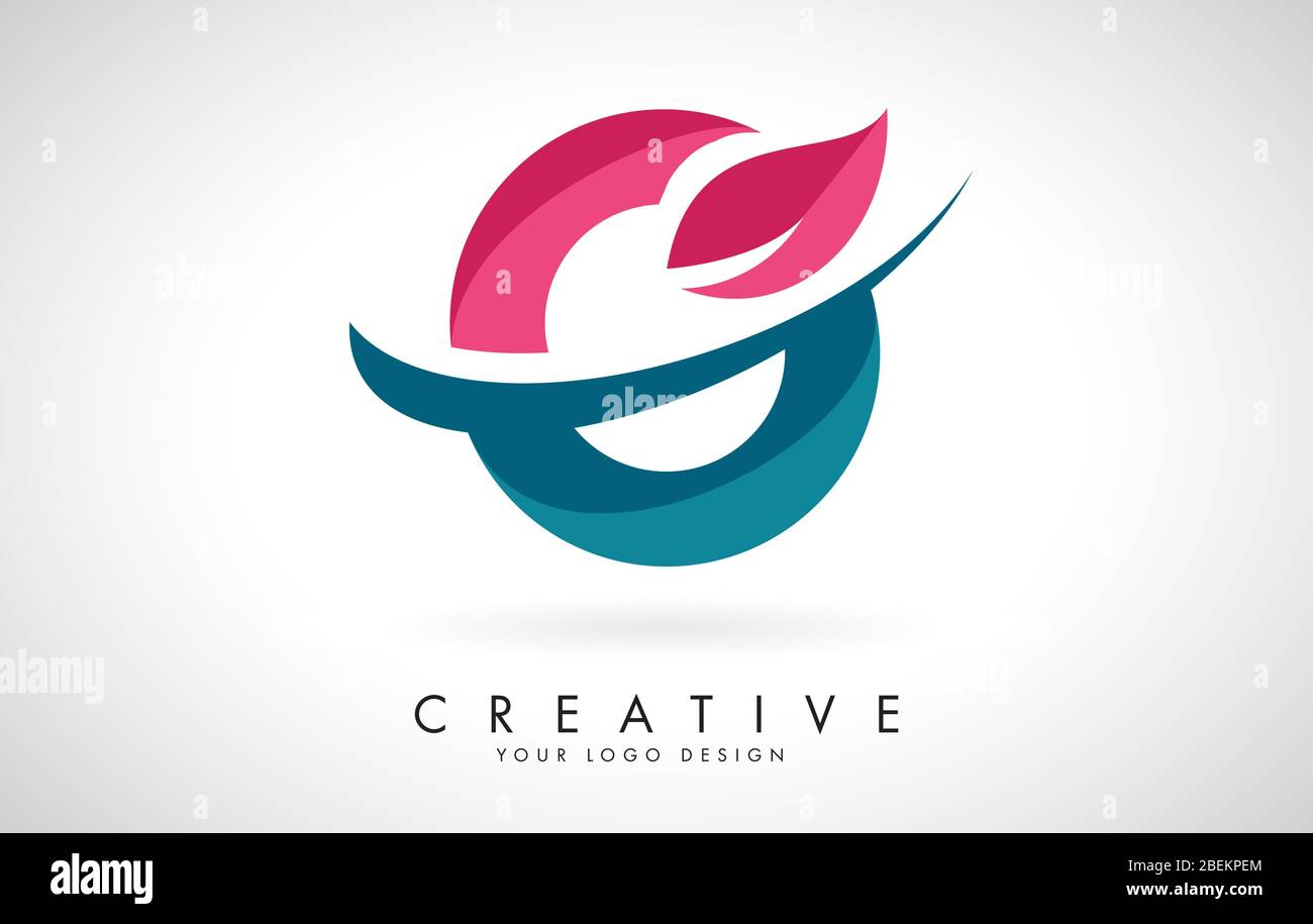 Blue and Red Letter O with Leaf and Creative Swoosh Logo Design Vector ...
