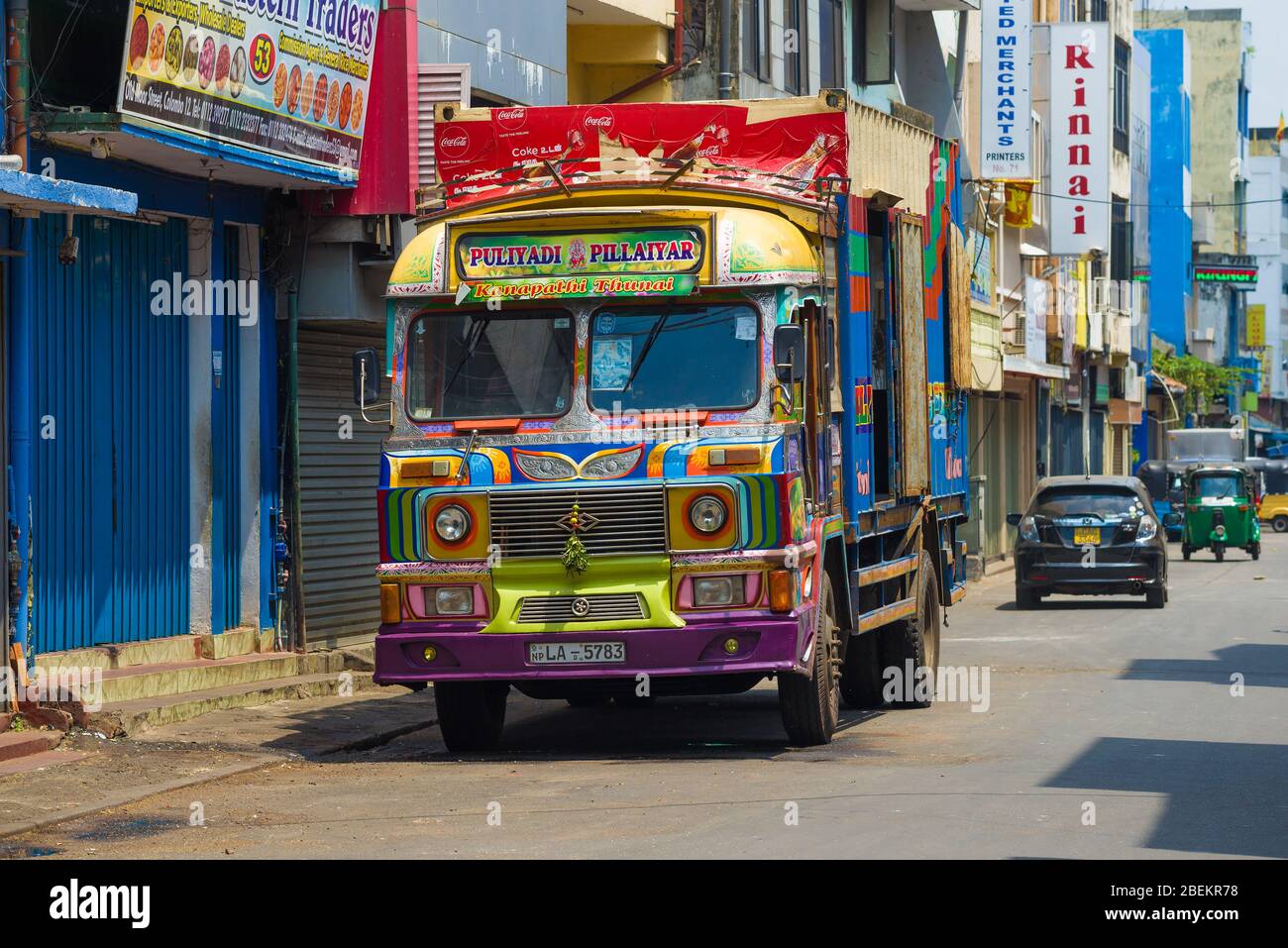 COLOMBO, SRI LANKA - FEBRUARY 23, 2020: Truck Lanka Ashok Leyland on a city street Stock Photo