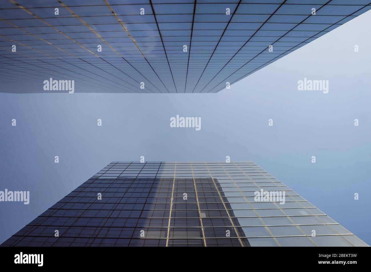 Two business towers seen from below Stock Photo