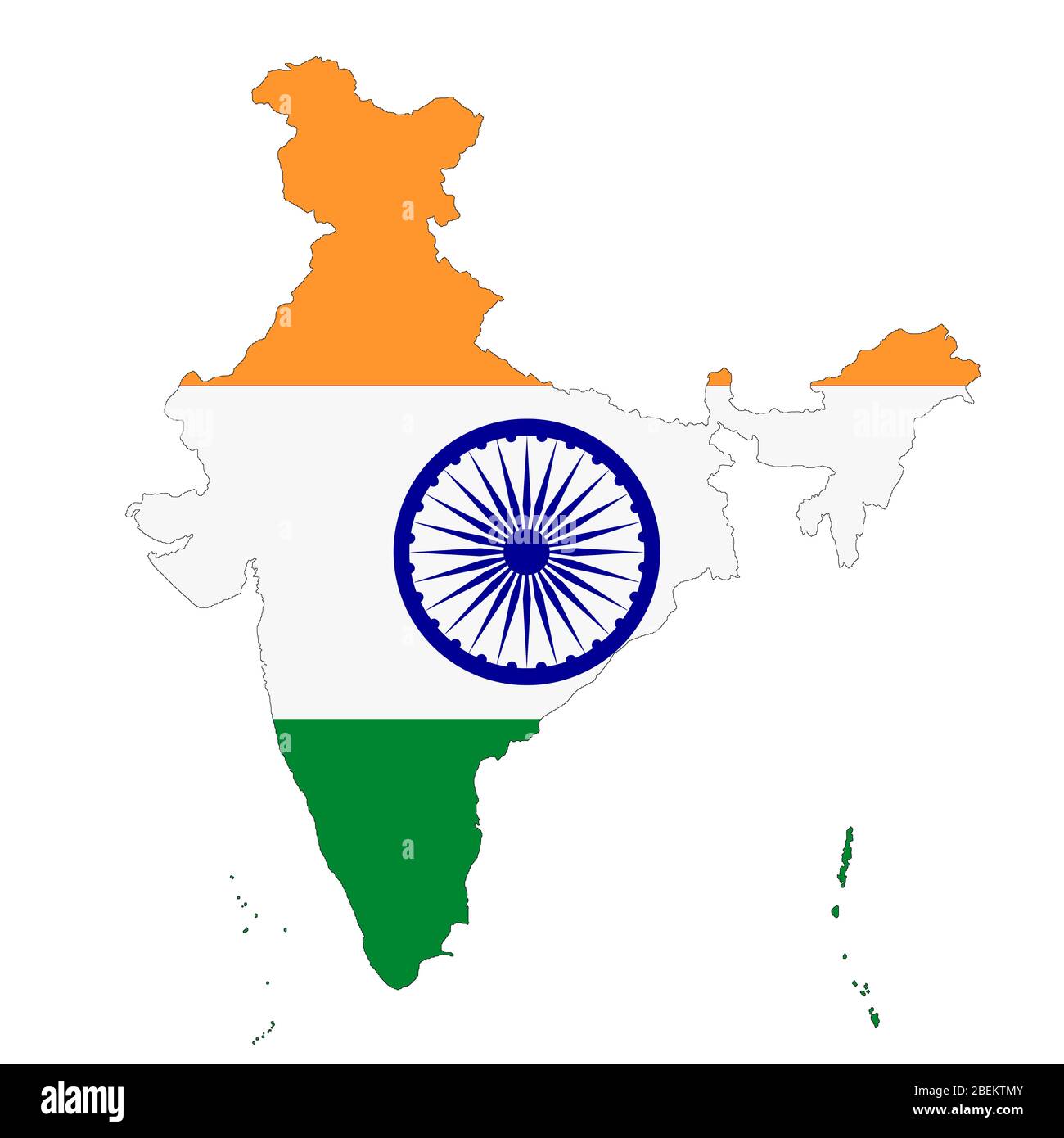 India map on white background with clipping path Stock Photo