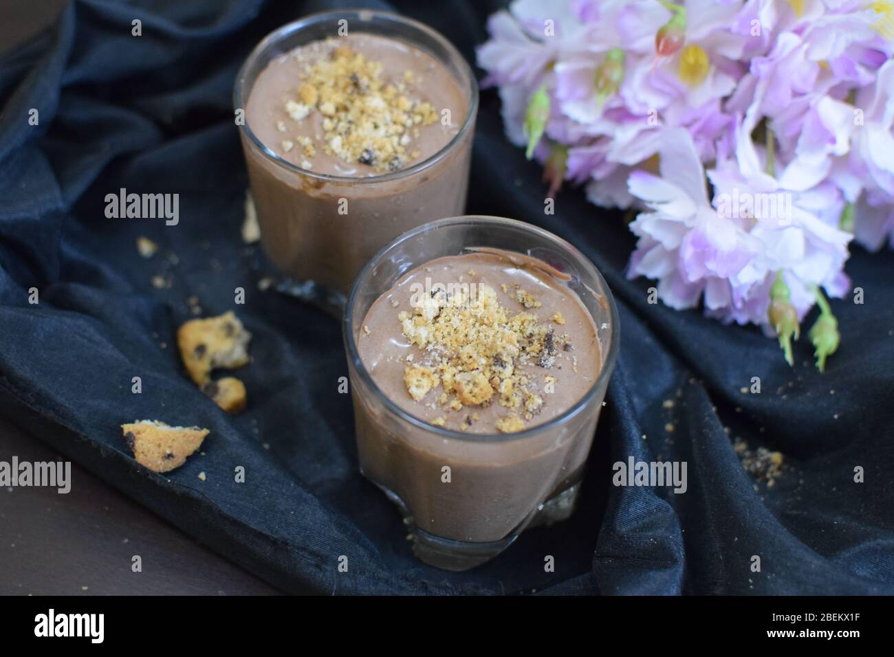 Chilled chocolate mousse with space to add text Stock Photo