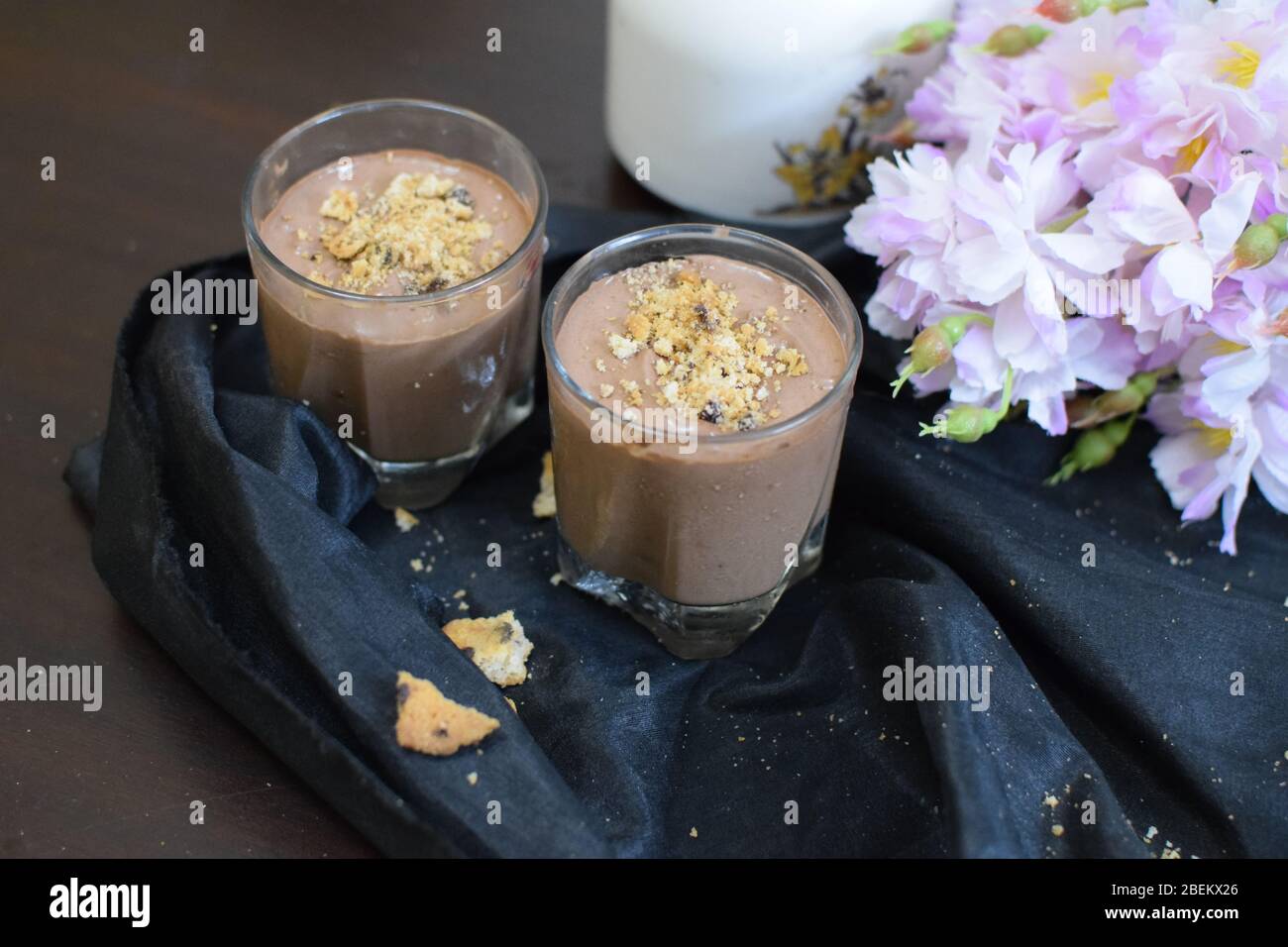 Chilled chocolate mousse with space to add text Stock Photo