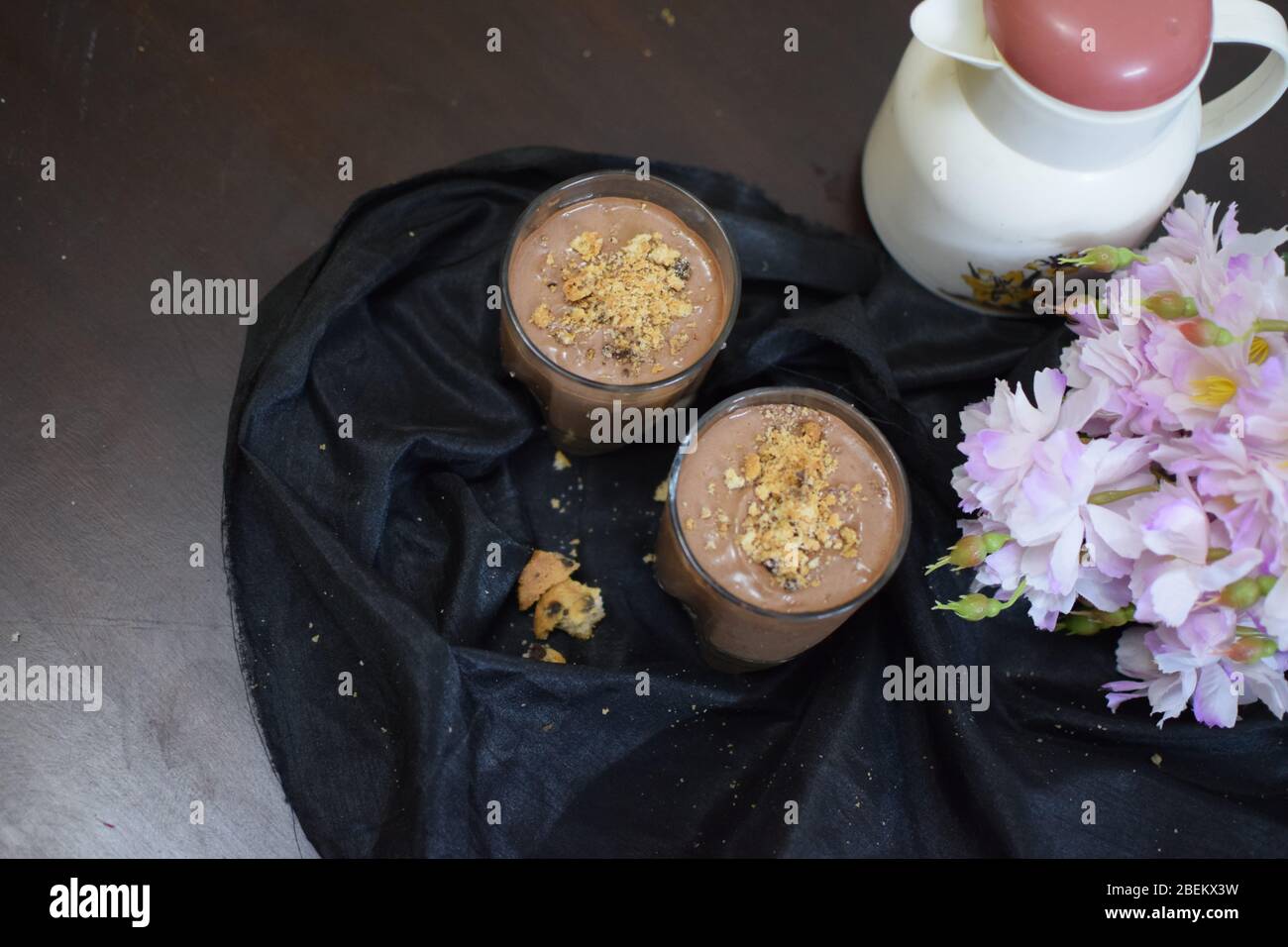 Chilled chocolate mousse with space to add text Stock Photo