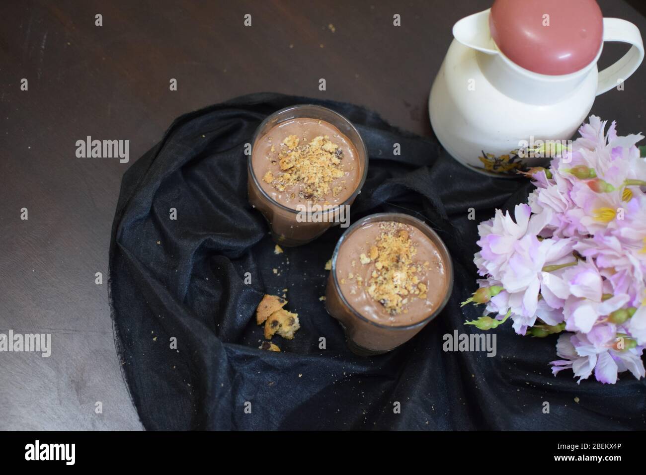 Chilled chocolate mousse with space to add text Stock Photo