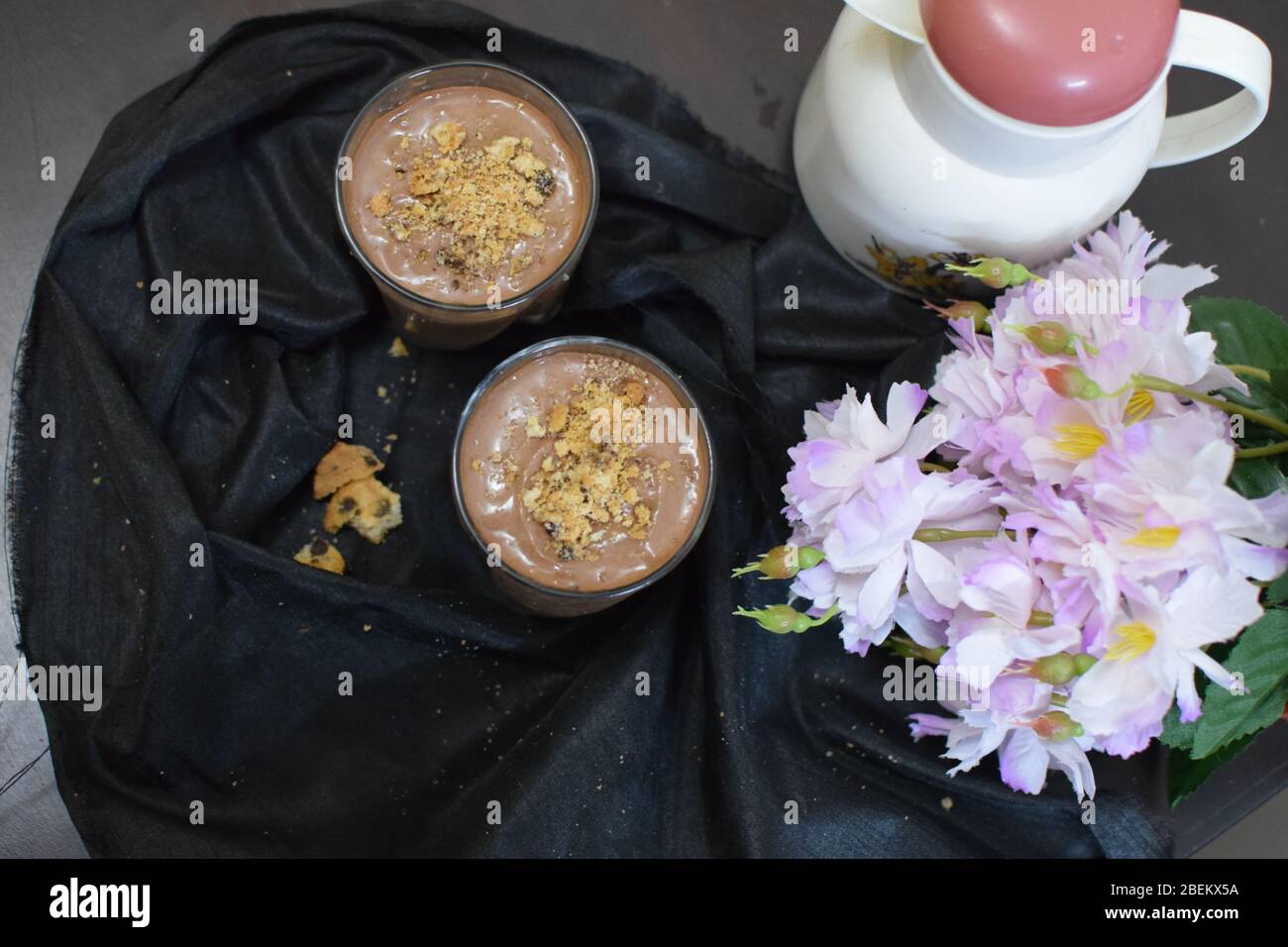 Chilled chocolate mousse with space to add text Stock Photo