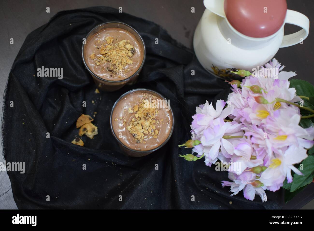 Chilled chocolate mousse with space to add text Stock Photo