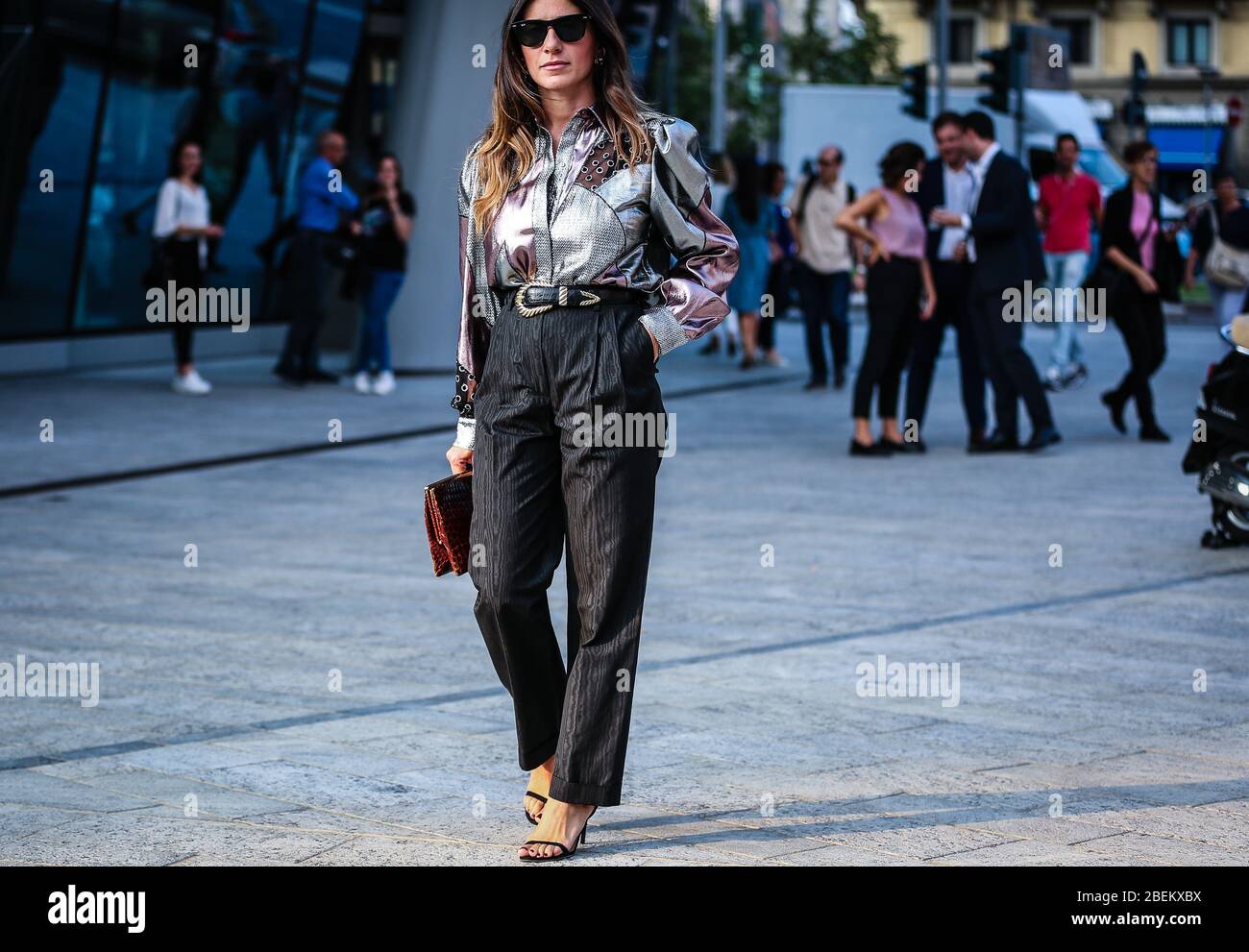MILAN, Italy- September 18 2019: Alessandra Airo' on the street during