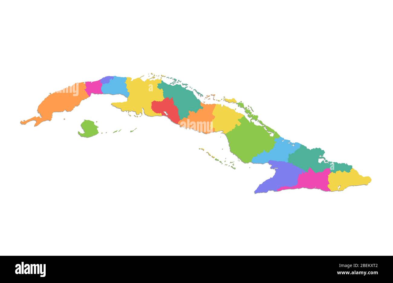 Cuba map, administrative division, colors map isolated on white background blank Stock Photo