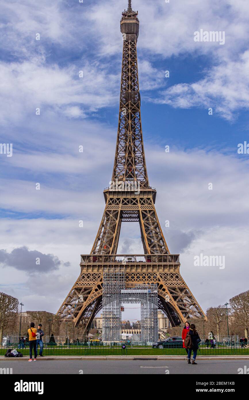 The Eiffel Tower in Paris, France. February 2020. Stock Photo