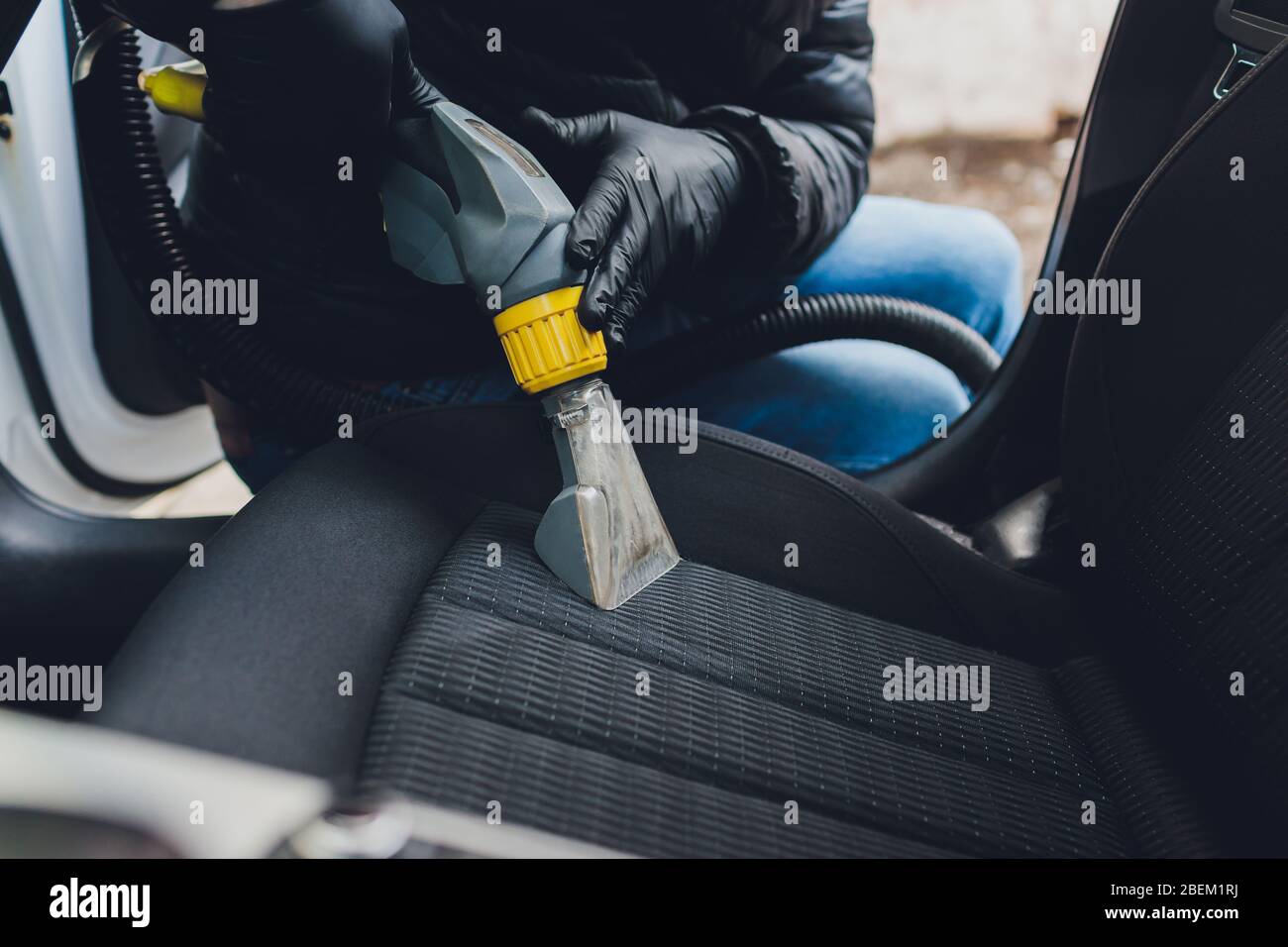 Car Interior Textile Seats Chemical Cleaning With Professionally Extraction Method Early Spring Cleaning Or Regular Clean Up Stock Photo Alamy