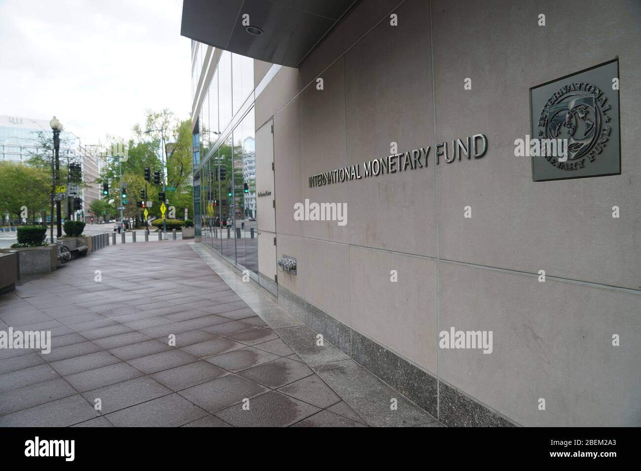 Washington, DC, USA. 13th Apr, 2020. The International Monetary Fund (IMF) Headquarters is seen in Washington, DC, the United States, April 13, 2020. The global economy is on track to contract 'sharply' by 3 percent in 2020 as a result of the COVID-19 pandemic, much worse than during the 2008-09 financial crisis, according to the International Monetary Fund (IMF)'s World Economic Outlook released Tuesday. Credit: Liu Jie/Xinhua/Alamy Live News Stock Photo