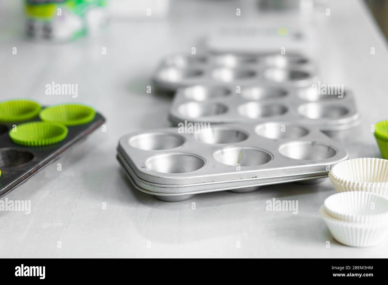 Cupcake baking dish. Professional cooking tools. Stock Photo