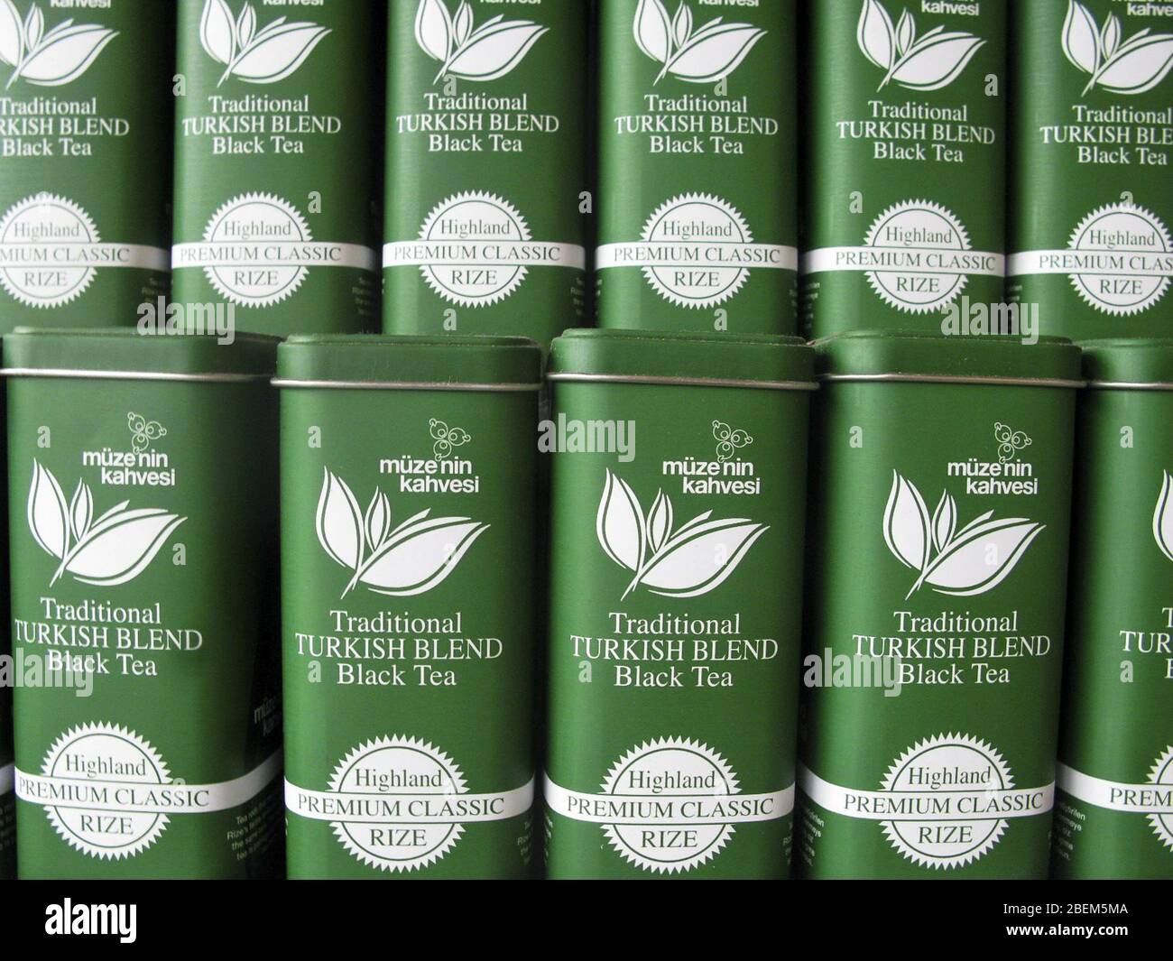 Tins of Turkish Black Tea, Istanbul Stock Photo Alamy