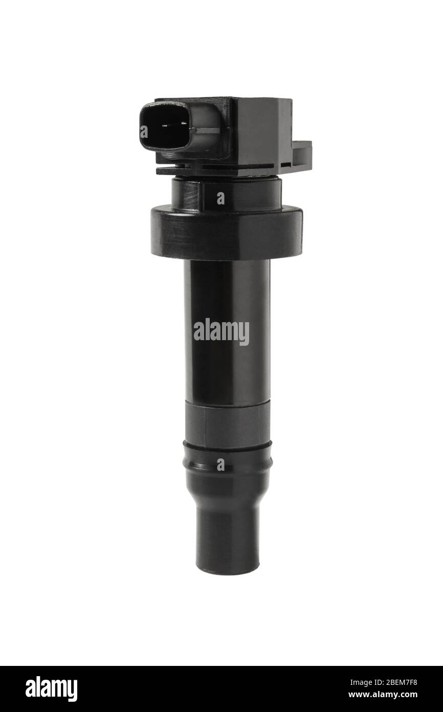 Car ignition coil isolated on white background Stock Photo Alamy