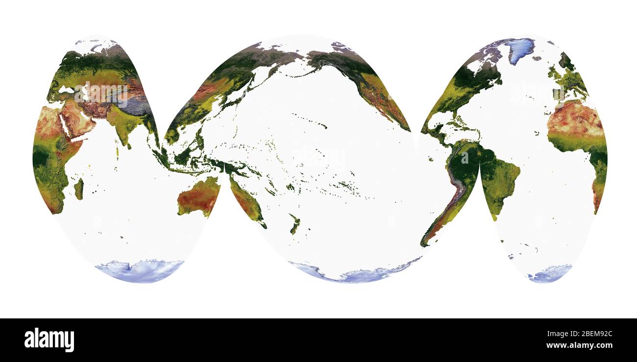 World Map showing land cover and shaded relief with a natural style and ...