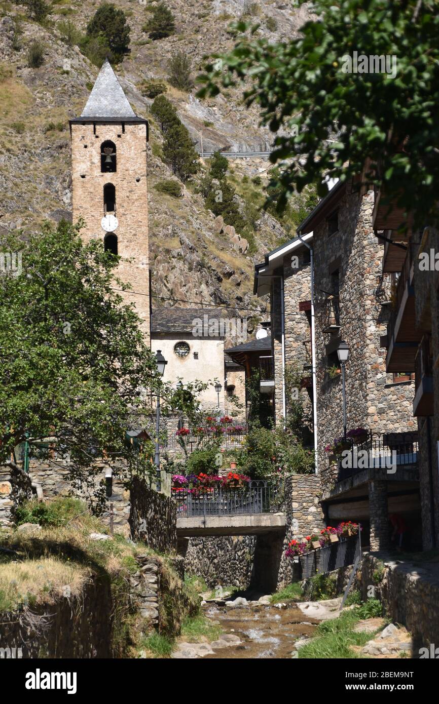 Old stone buildings in Pyrenees Stock Photo