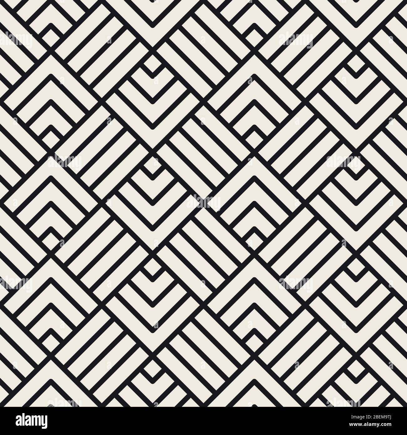 Abstract geometric pattern with stripes. Vector seamless background. Black and white linear lattice. Stock Vector