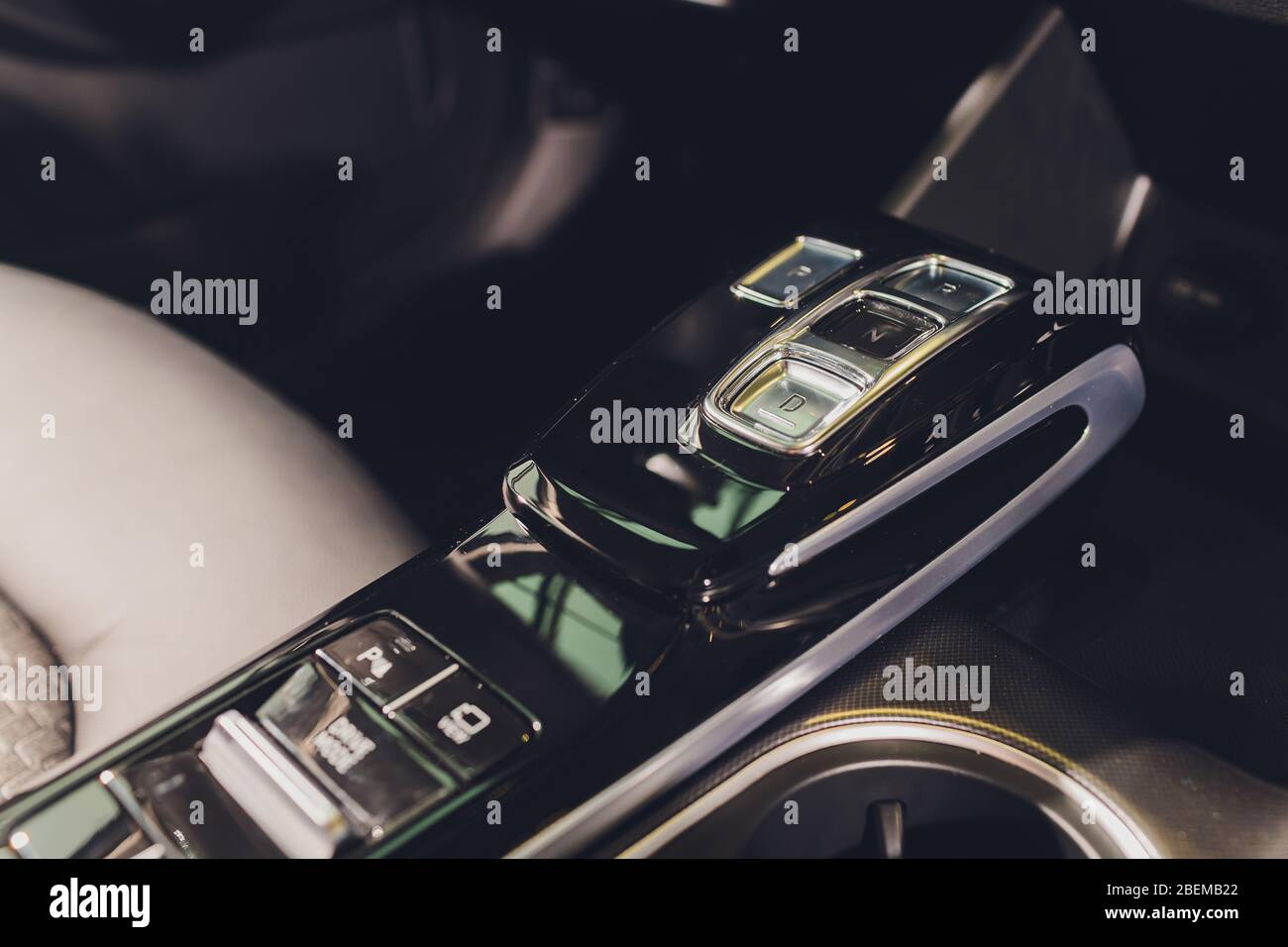 Modern automatic gearbox shifter in new car Stock Photo Alamy