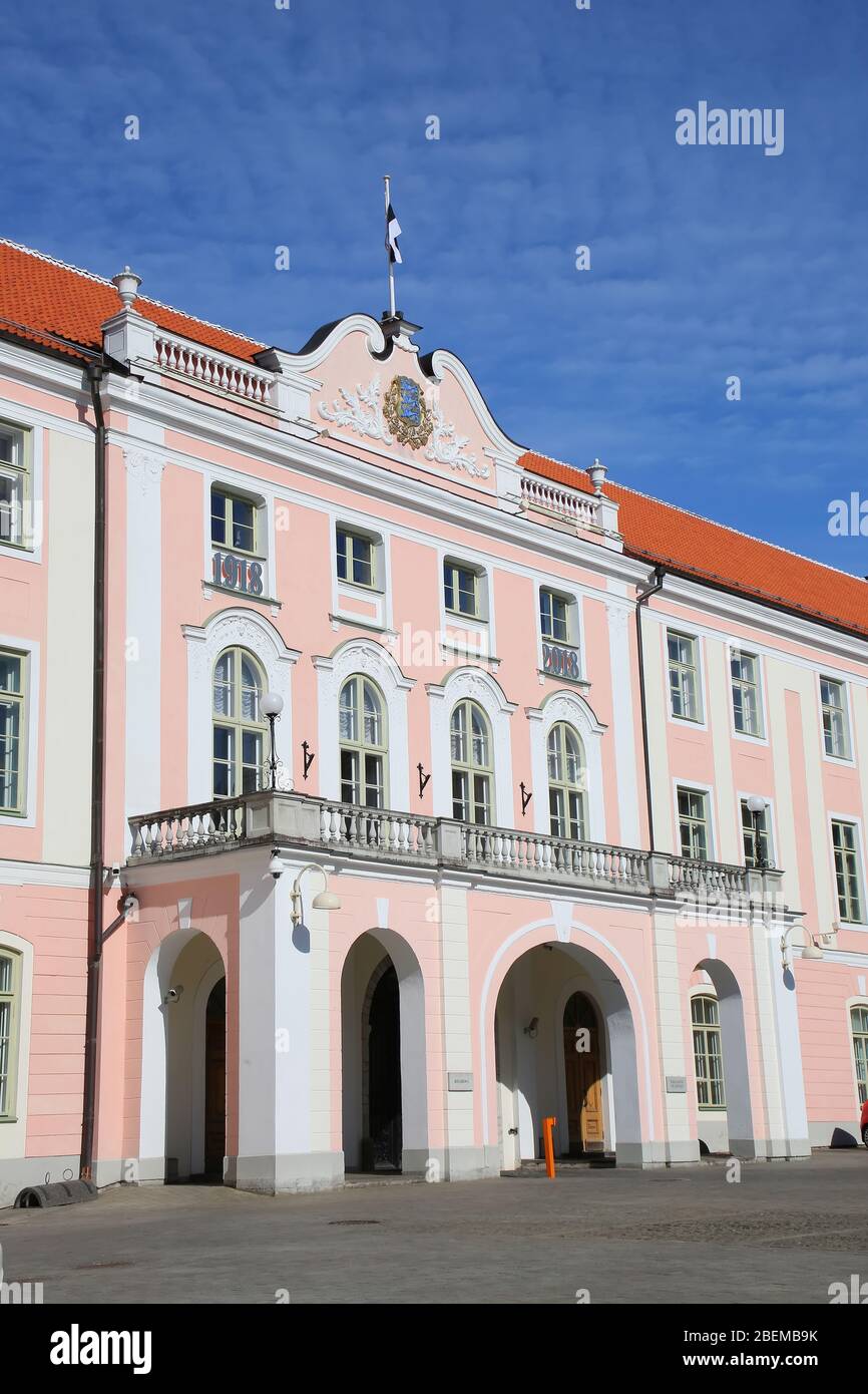 Toompea Castle is a castle on Toompea hill in the central part of Tallinn, the capital of Estonia. Stock Photo