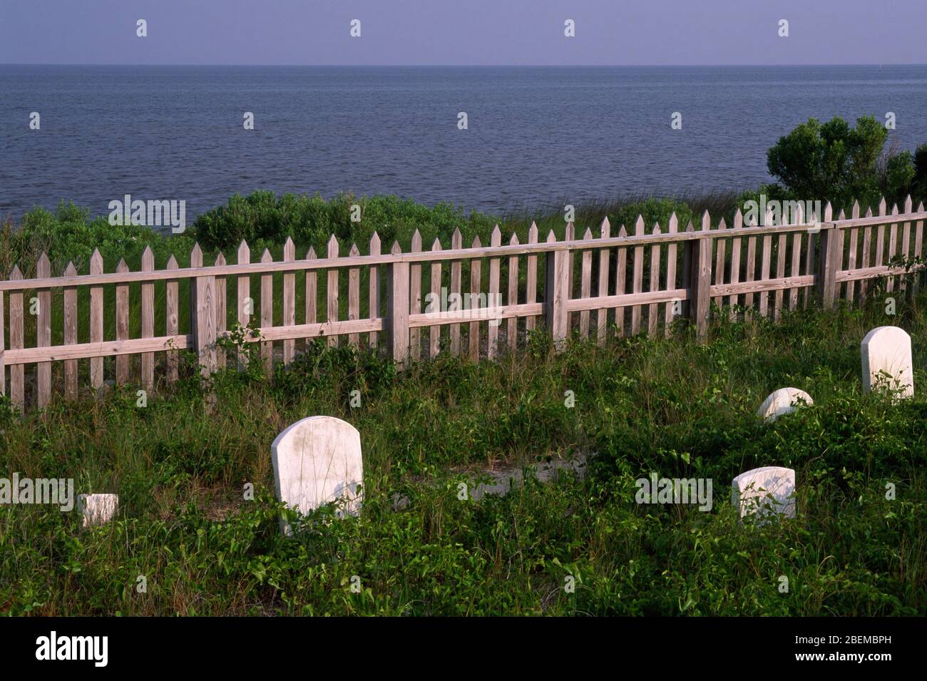 Cemetery on Pamlico Sound, Cape Hatteras National Seashore, North Carolina Stock Photo