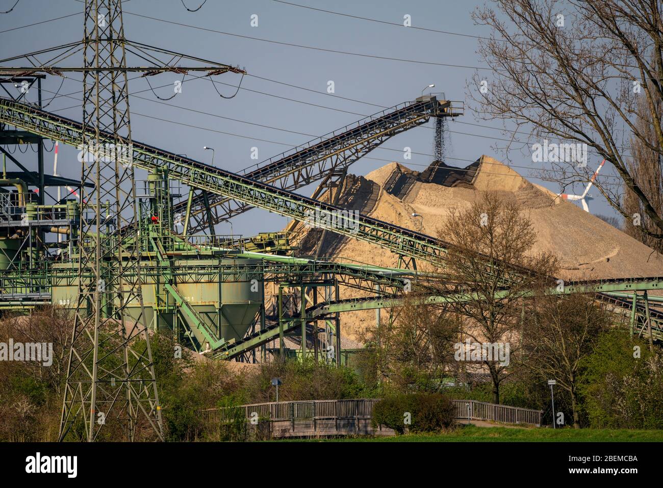 Holemans gravel plant, near Rees, gravel and sand mining on the Lower Rhine, Germany, Stock Photo