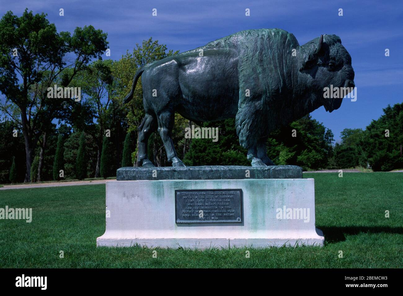 Bison statue, Pioneer Park, Lincoln, Nebraska Stock Photo