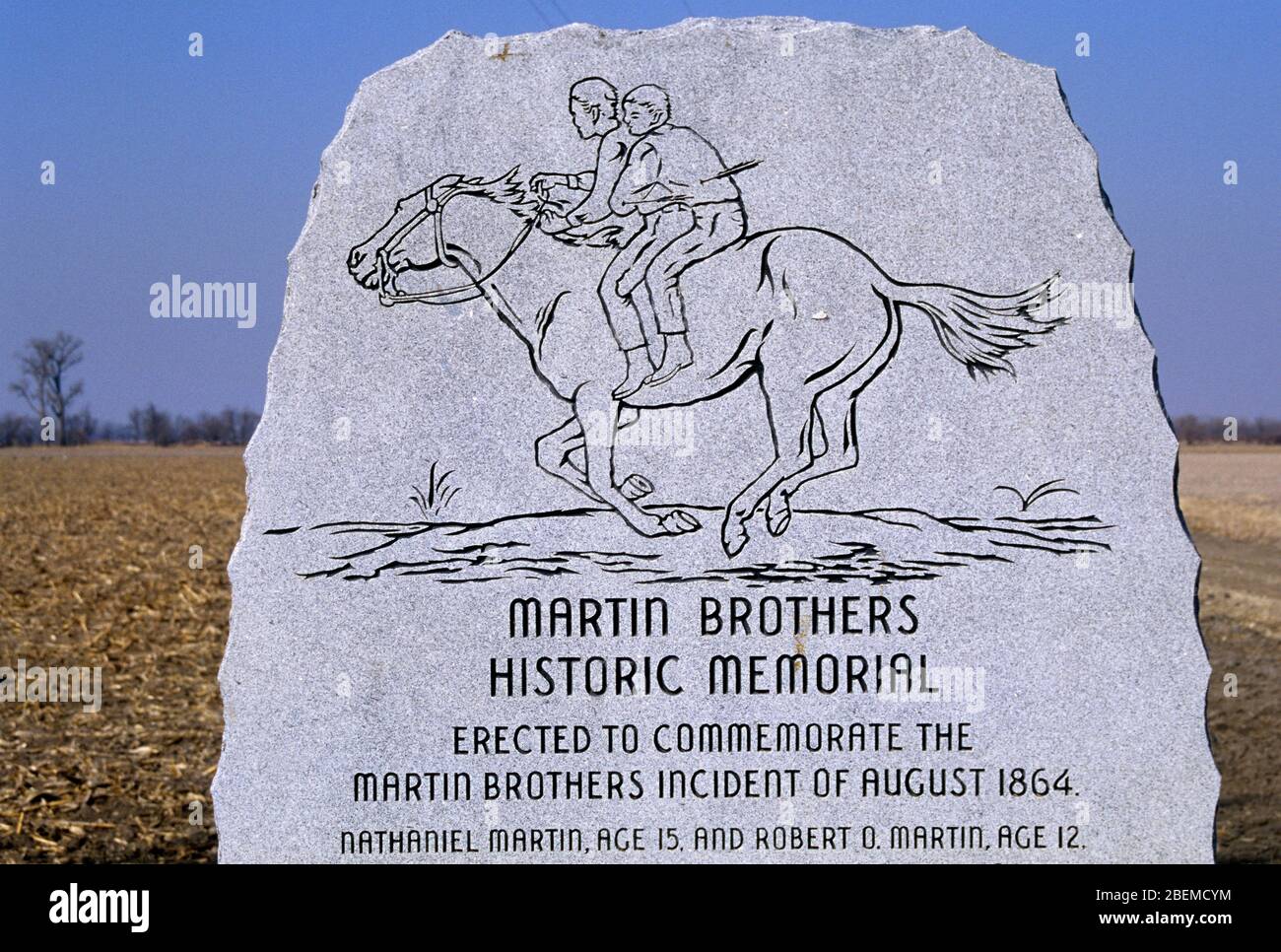 Martin Brothers Monument on Alda Road, Hall County, Nebraska Stock Photo