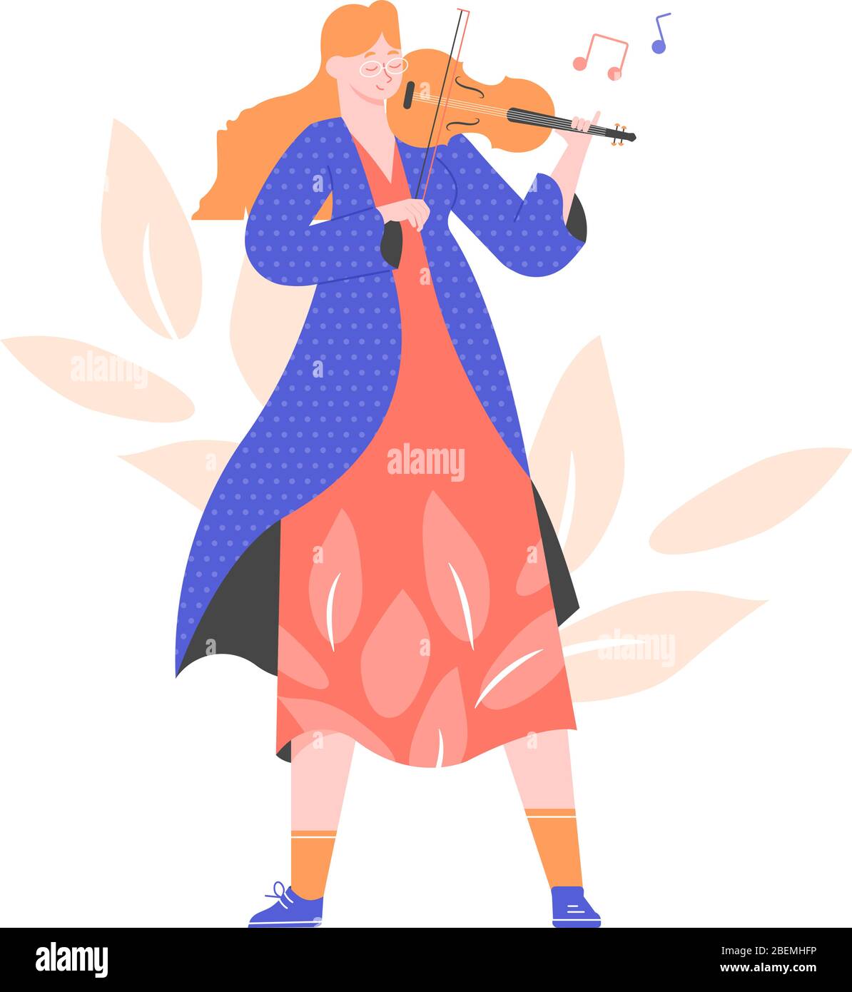 Pretty girl musician plays the violin. Violinist Stock Vector Image ...