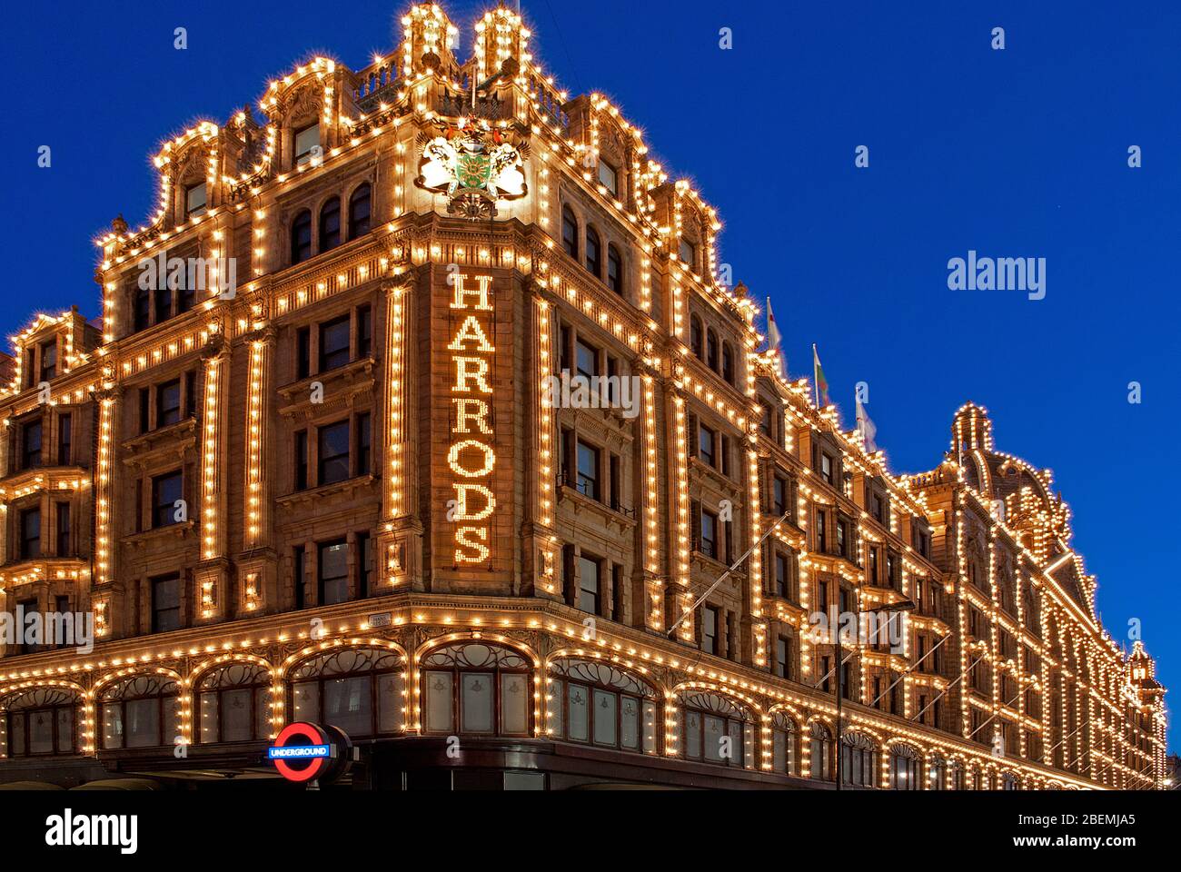 Regency Architecture Neoclassical Harrods Department Store 87-135 Brompton Rd, Knightsbridge, London SW1X 7XL by Charles William Stephens Stock Photo