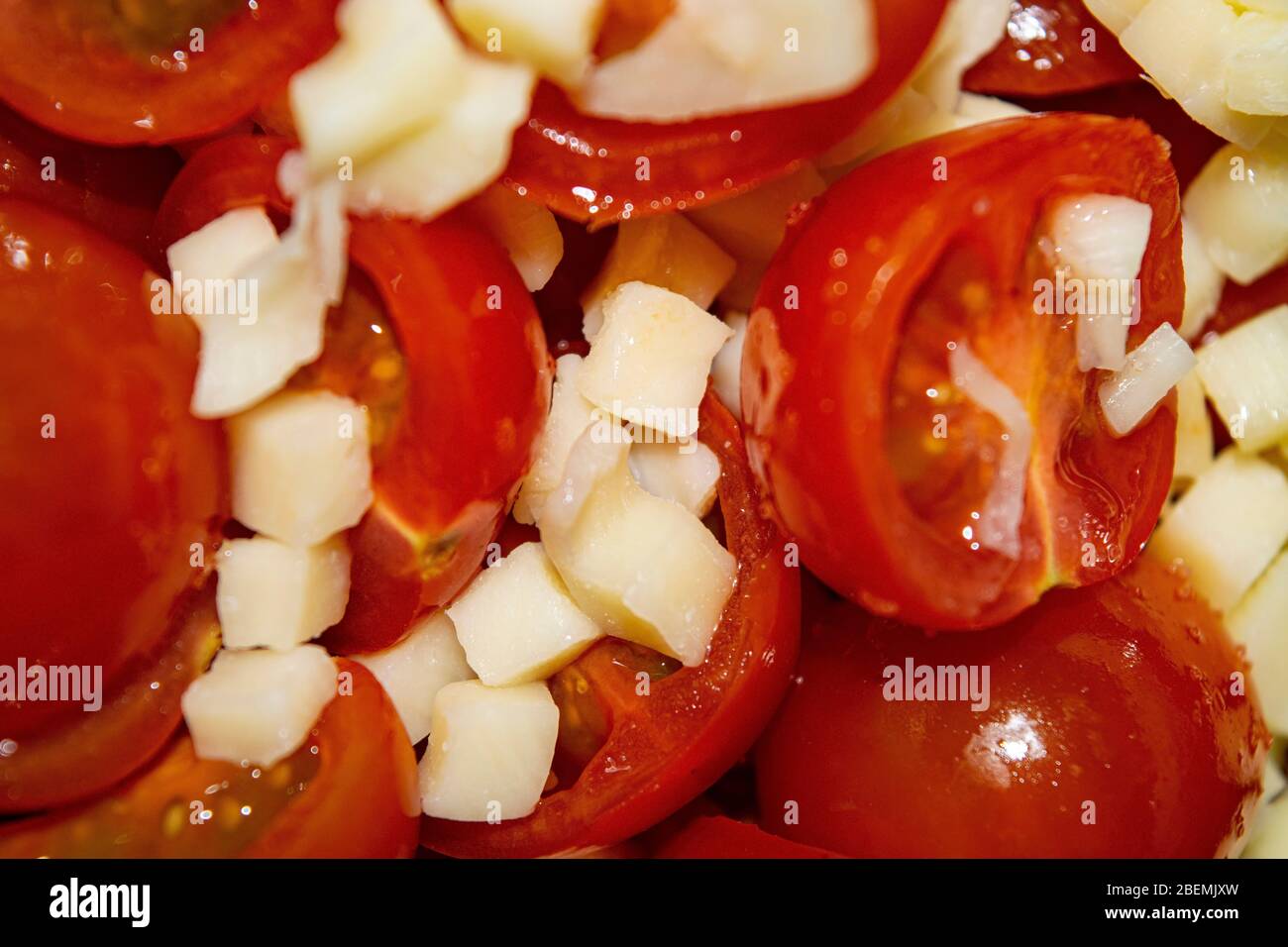 Vegetable salad sliced tomatoes and onions. Close up Stock Photo Alamy