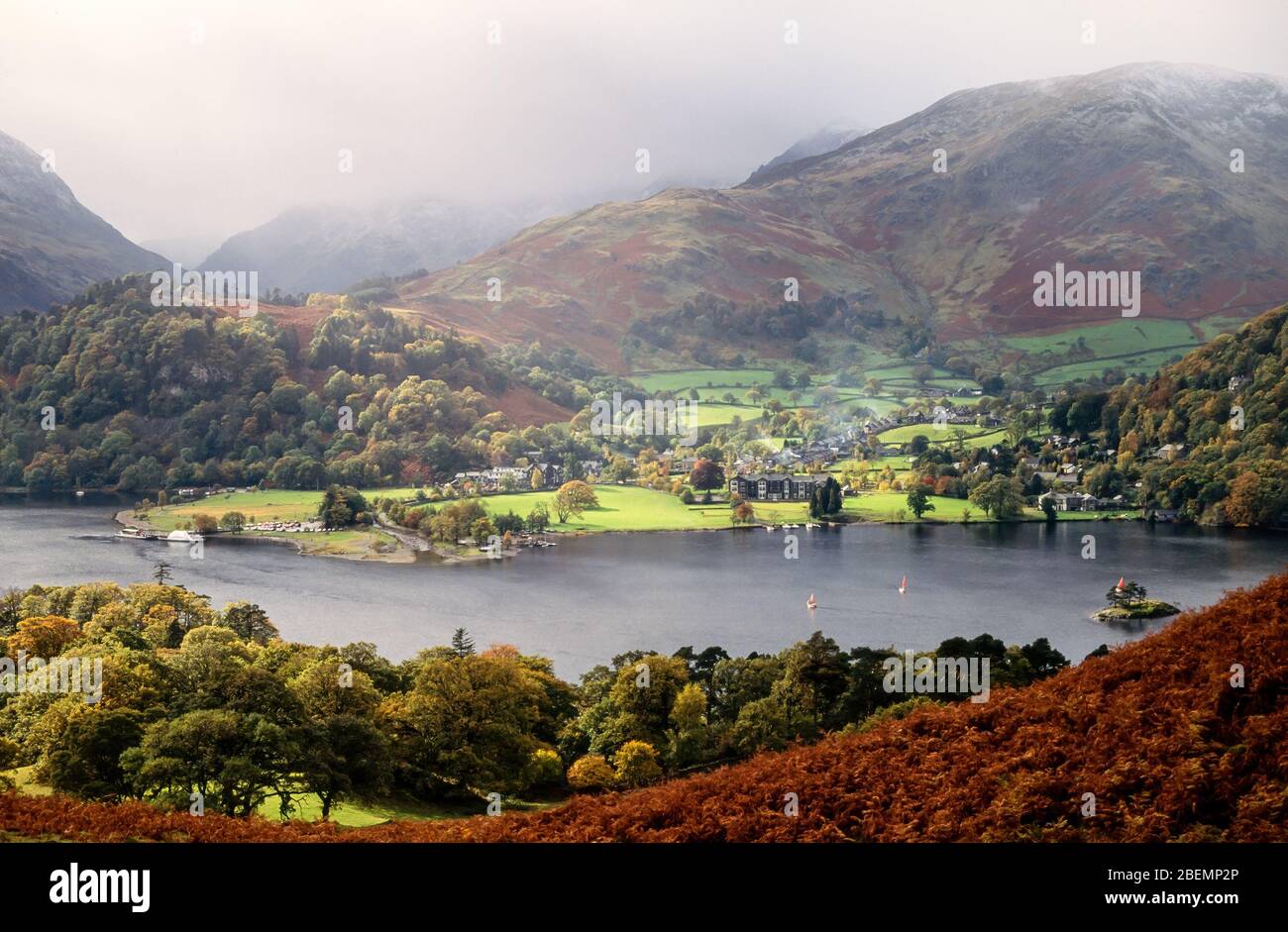 The Cumbrian village of Glenridding nestled in a valley between the