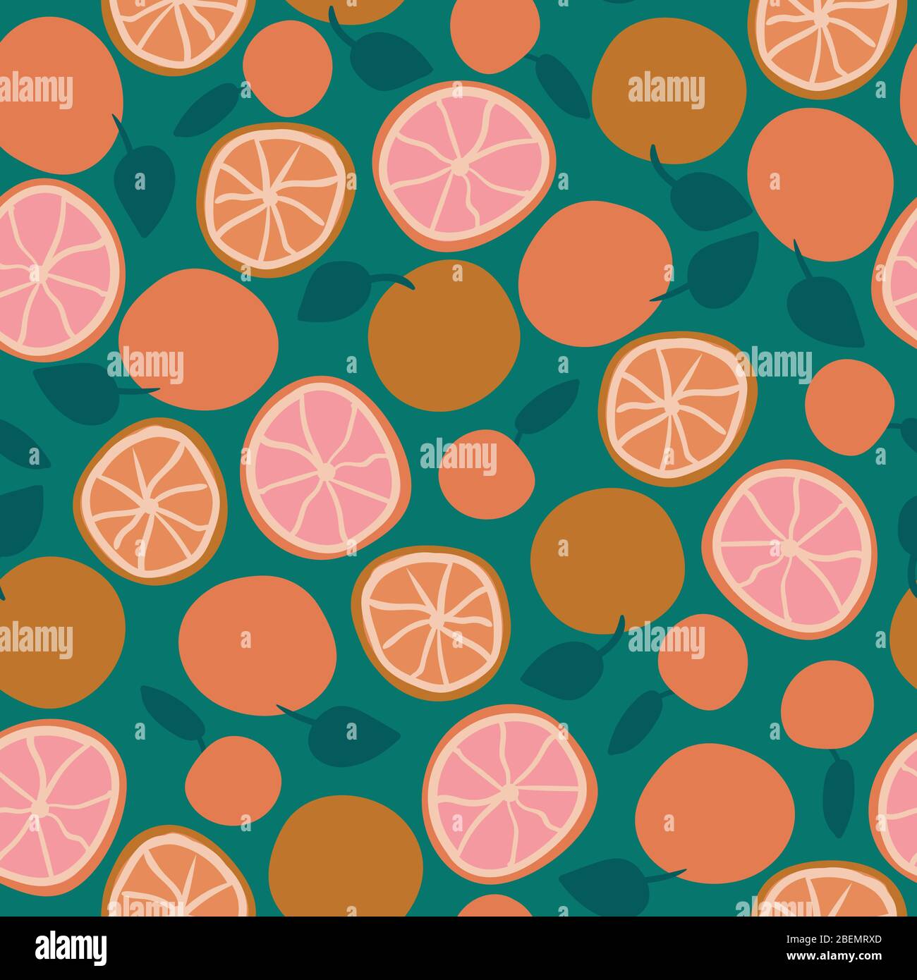 orange and grapefruit seamless vector pattern Stock Vector