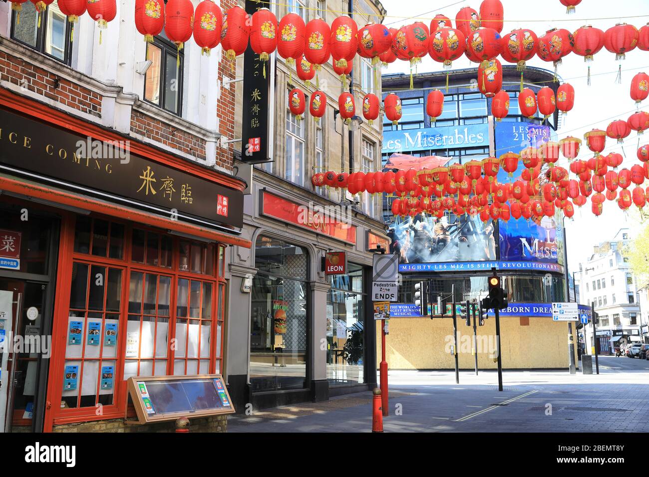 Deserted Chinatown during the coronavirus pandemic lockdown, in central London, UK Stock Photo