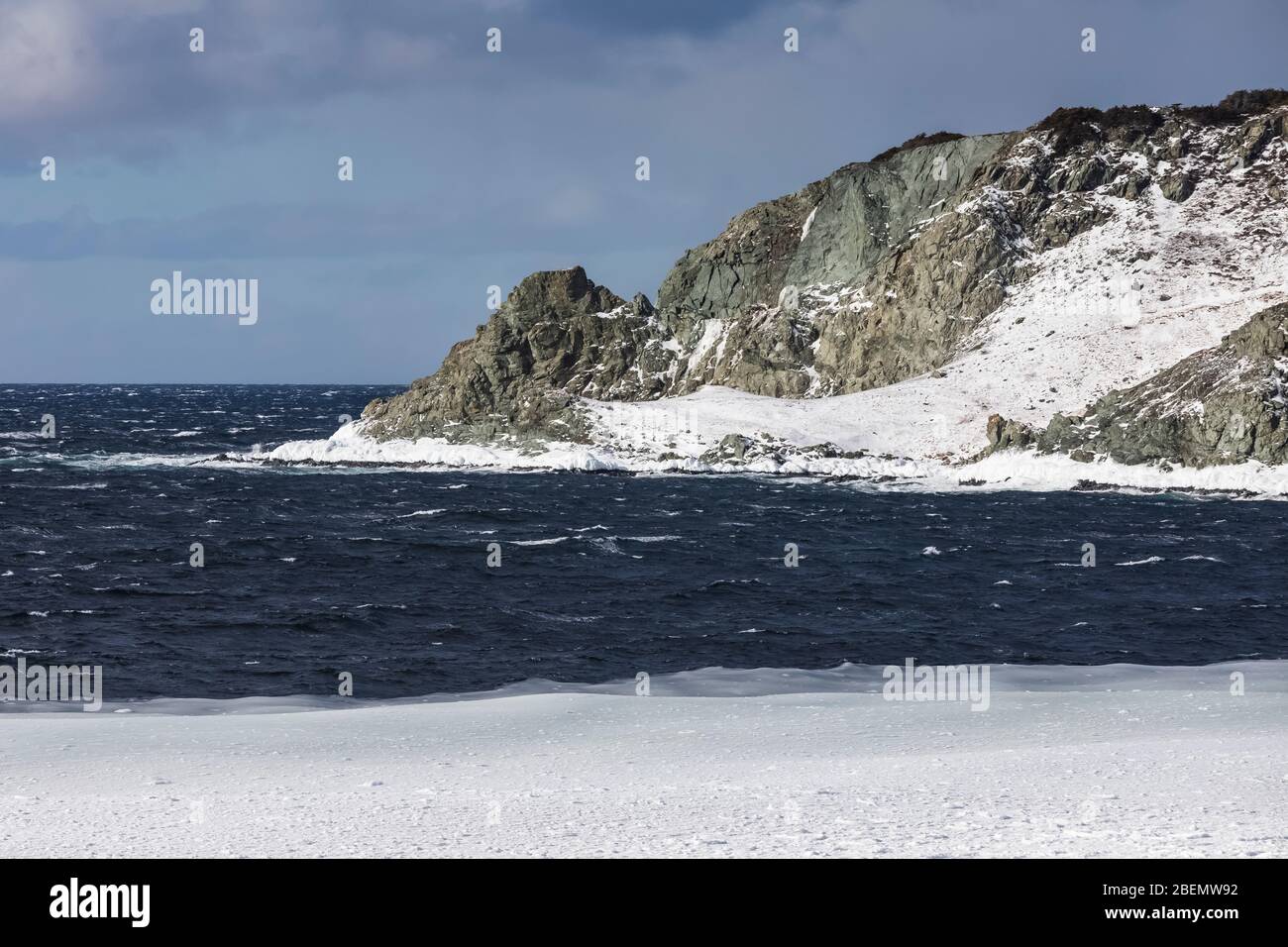 Stormy North Atlantic viewed from Crow Head area of North Twillingate Island, near the Long Point Lighthouse, in Twillingate, Newfoundland, Canada Stock Photo