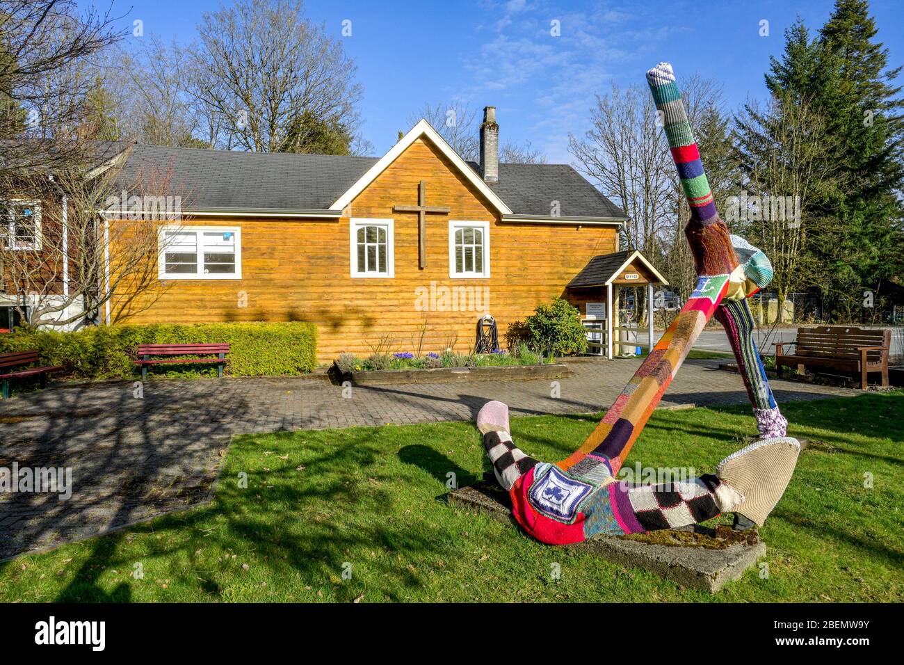 Yarn covered anchor, St. Clements Anglican Church, Lynn Valley, North