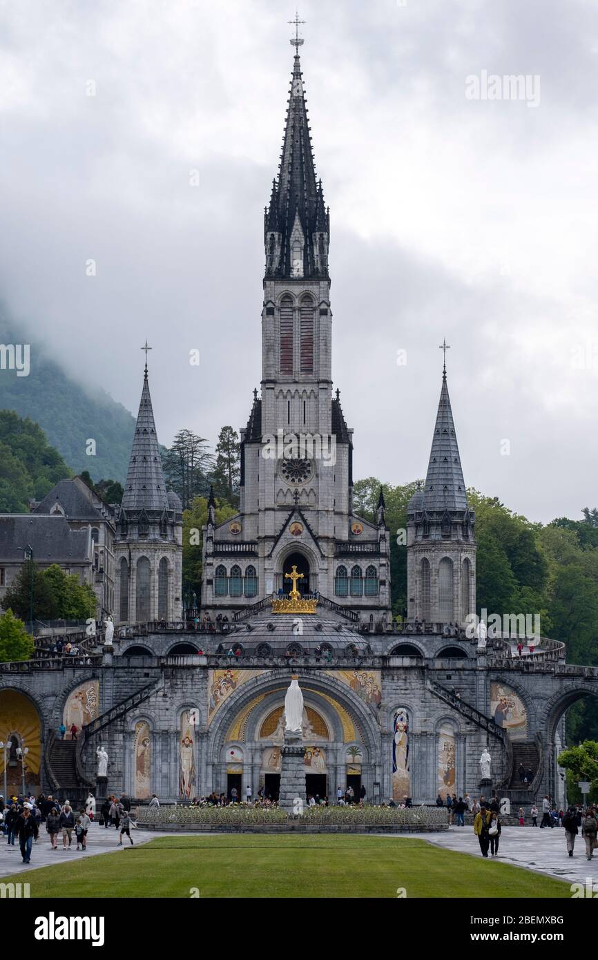 Basilica Of Our Lady Of The Rosary In Lourdes France Europe Stock 
