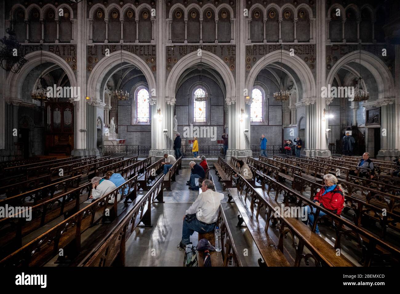 Interior of the Basilica of Our Lady of the Rosary aka upper church in Lourdes, France, Europe Stock Photo