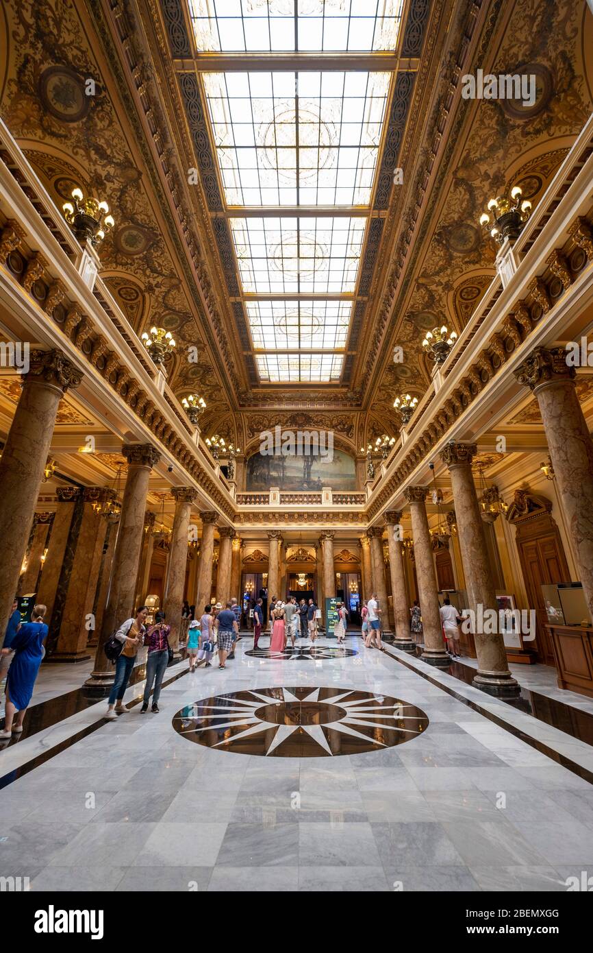 The main hall in the interior of the Monte Carlo Casino, Monaco, Europe Stock Photo