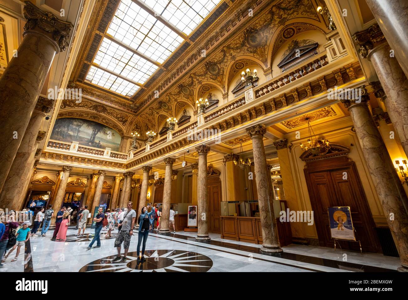 The main hall in the interior of the Monte Carlo Casino, Monaco, Europe Stock Photo