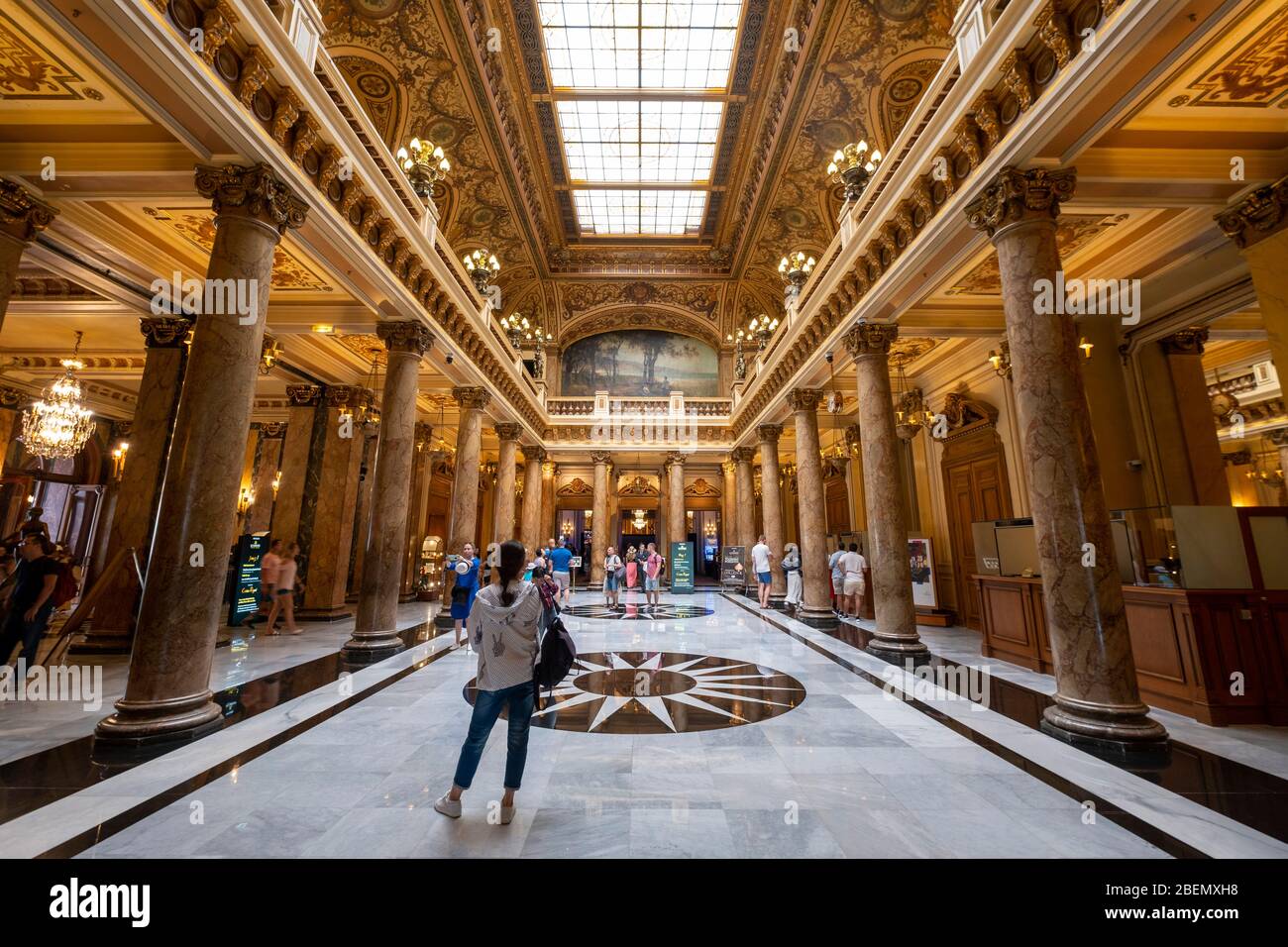 The main hall in the interior of the Monte Carlo Casino, Monaco, Europe Stock Photo