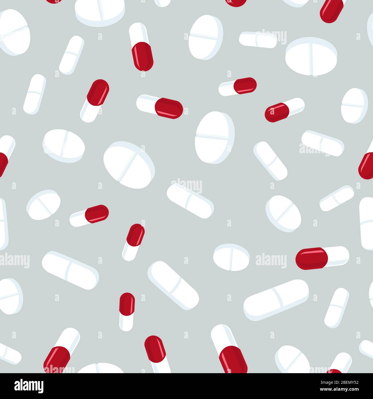 Red Pill Pattern Red and white pills seamless pattern. Medicine background, abstract ...