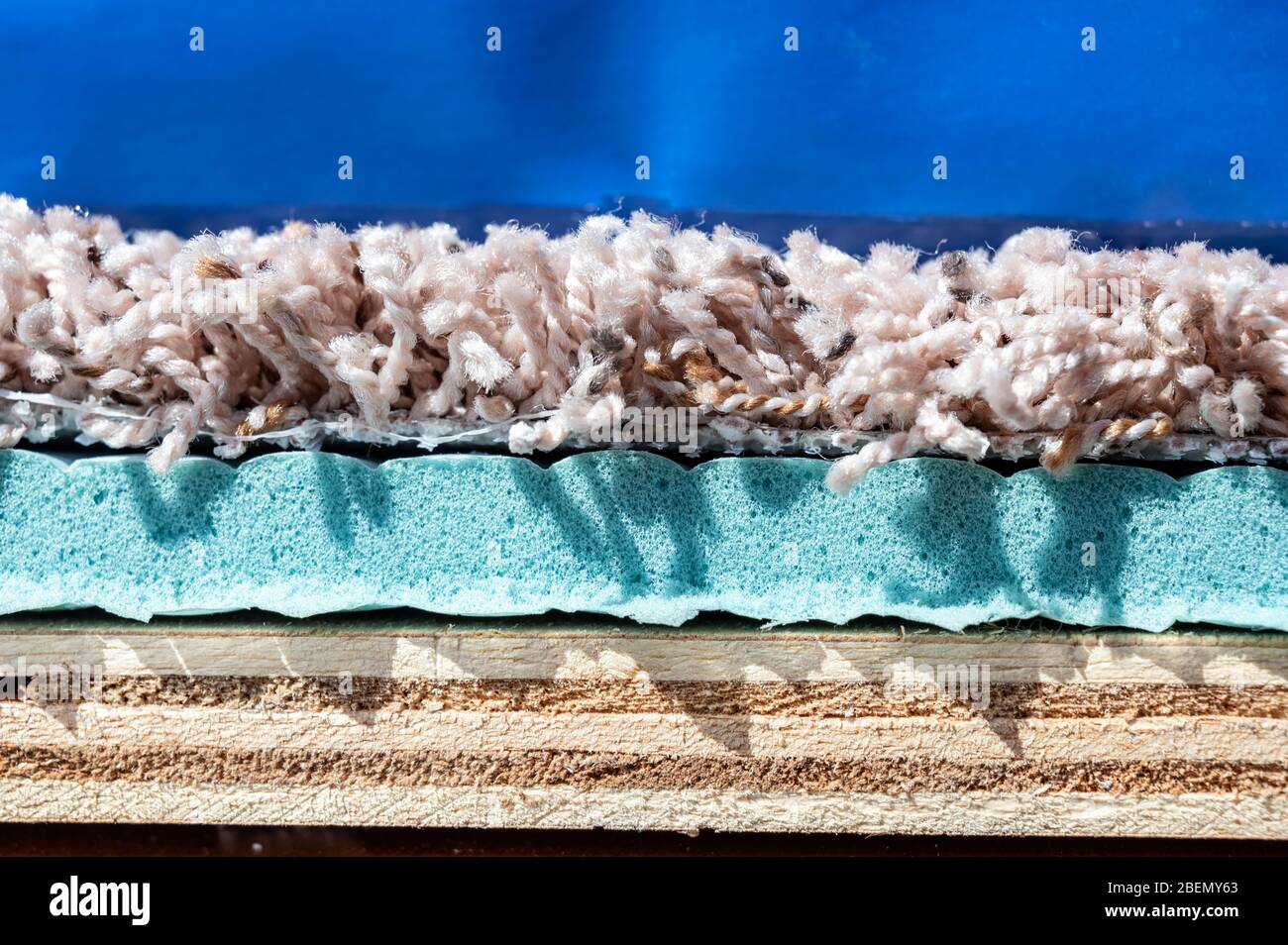 Carpet, padding, and plywood layers for installation of flooring Stock