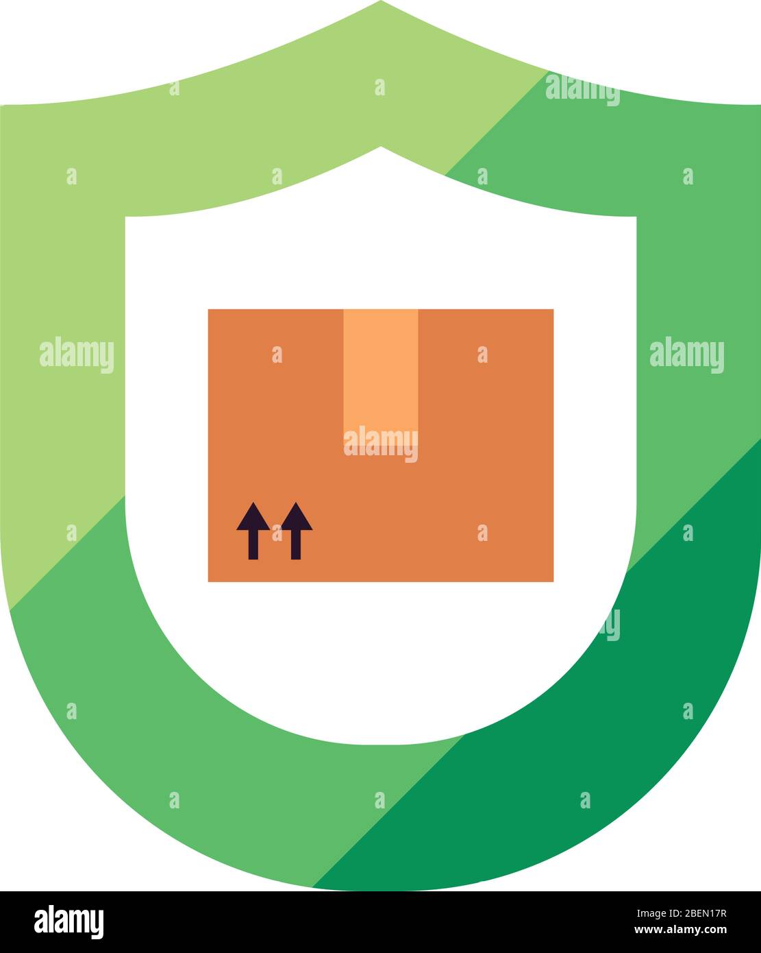 fast delivery concept, shield with box icon over white background, flat ...