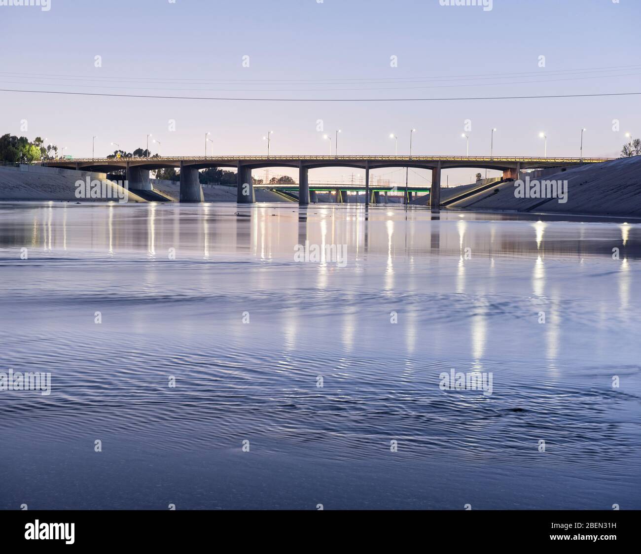 The Los Angeles River in Downtown LA Arts District Stock Photo